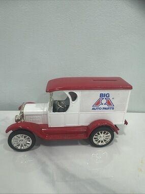 BIG Auto Parts Vintage Toy Delivery Truck - White & Red